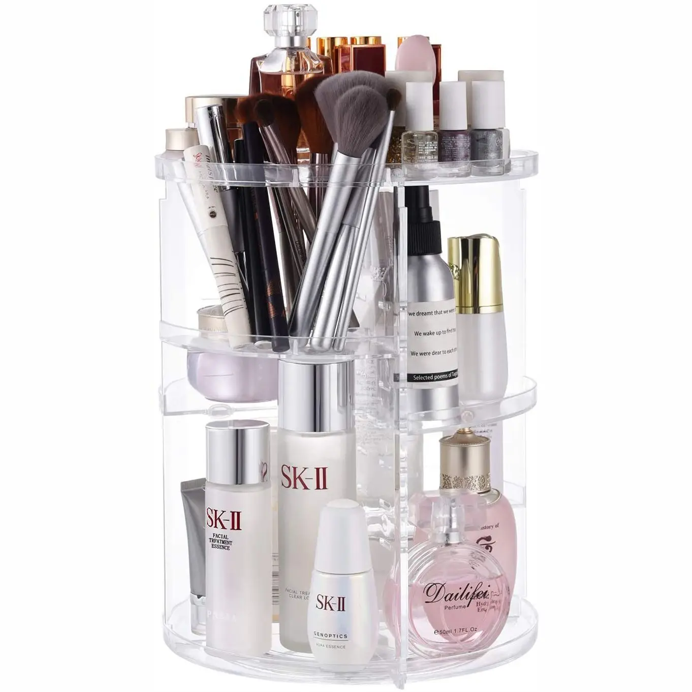 Transparent Rotating Cosmetic Storage Rack with 24K Gold Accents — feature 4