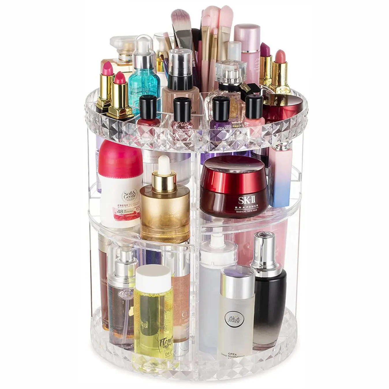 Transparent Rotating Cosmetic Storage Rack with 24K Gold Accents — feature 6