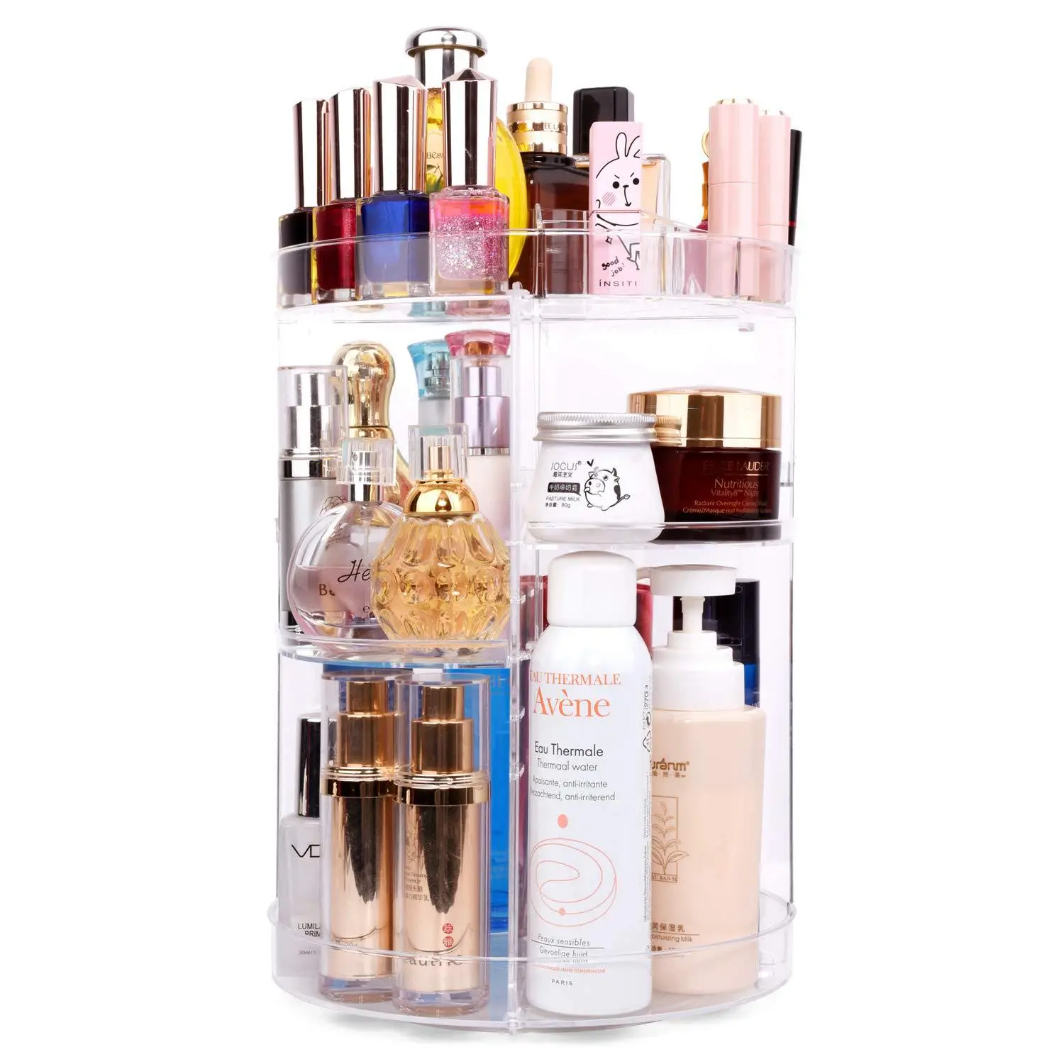 Transparent Rotating Cosmetic Storage Rack with 24K Gold Accents — feature 8