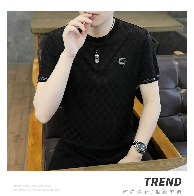 Men Ice Silk Short Sleeve T-Shirt Black 2025 — feature 10