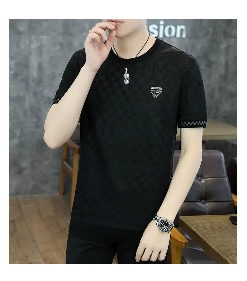 Men Ice Silk Short Sleeve T-Shirt Black 2025 — feature 11