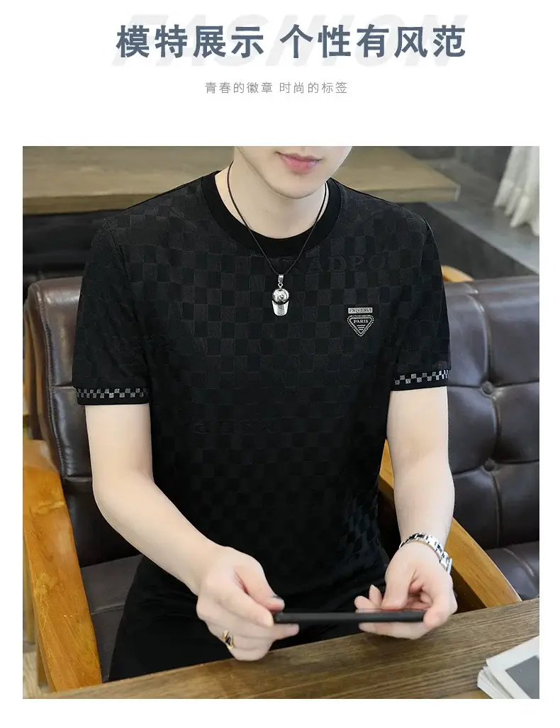 Men Ice Silk Short Sleeve T-Shirt Black 2025 — feature 7