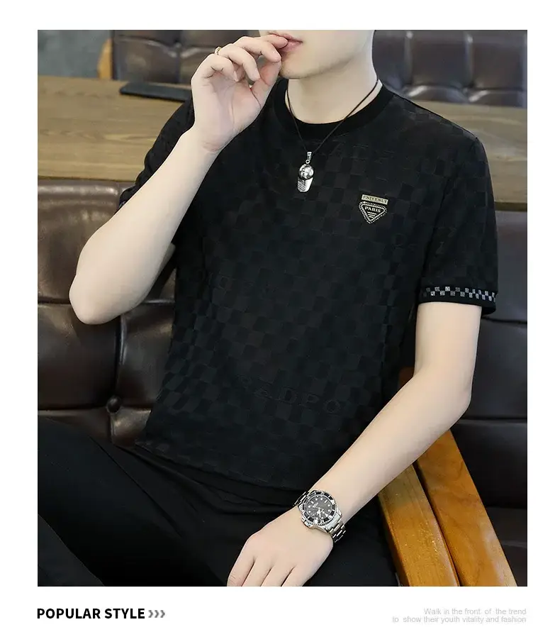 Men Ice Silk Short Sleeve T-Shirt Black 2025 — feature 8