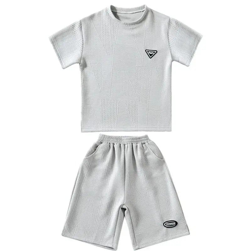 Summer Boys Light Gray Sports Casual Suit Large - Image 8