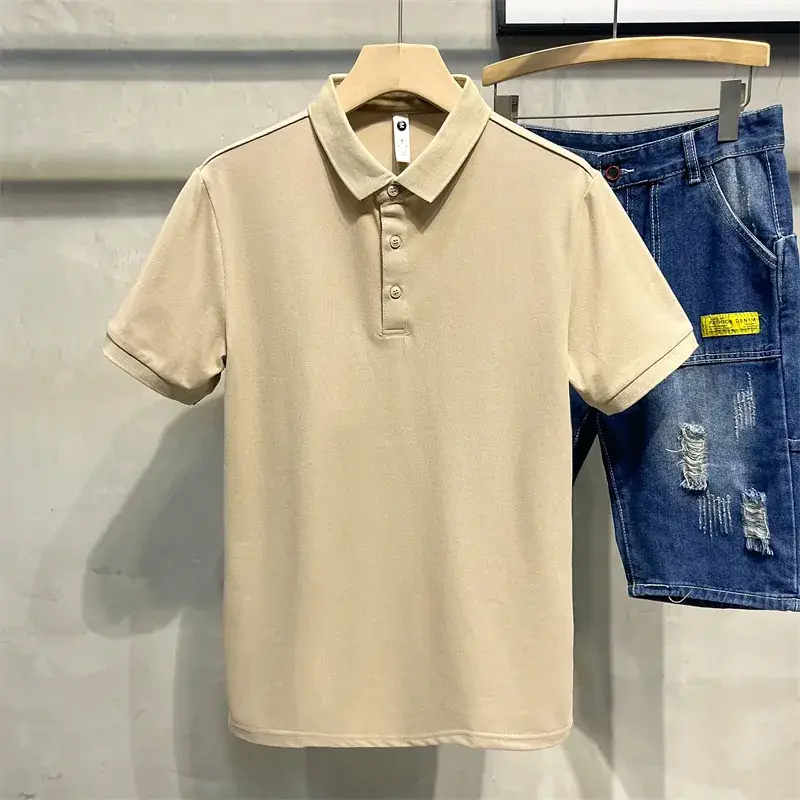 Men's Beige Polo Shirt with Blue Jeans Set - Image 10