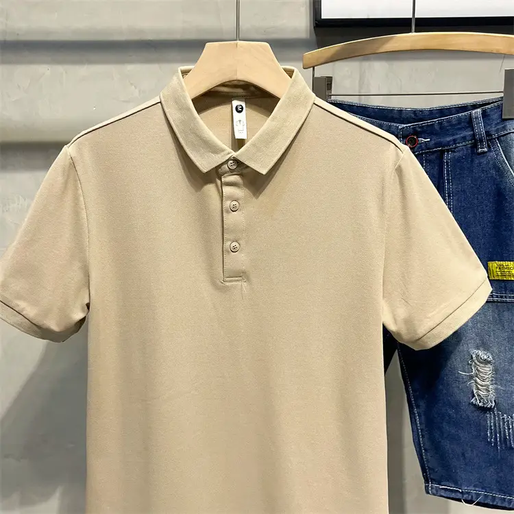 Men's Beige Polo Shirt with Blue Jeans Set — feature 8