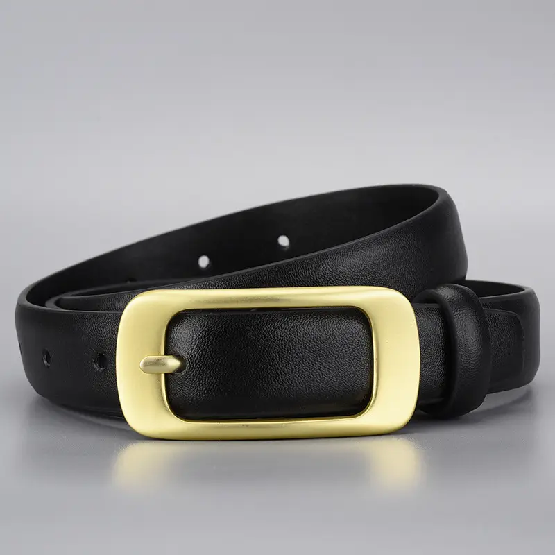 Women's Golden Buckle Belt Genuine Leather Vintage Japanese Style - Image 4