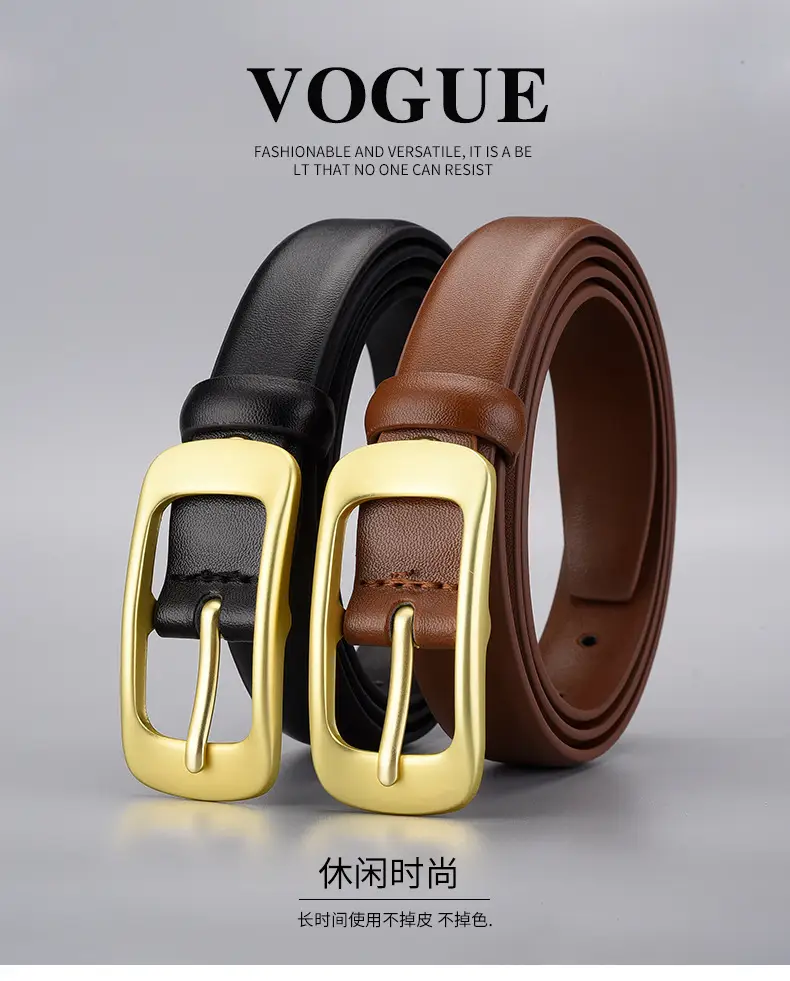 Women's Golden Buckle Belt Genuine Leather Vintage Japanese Style — feature 9