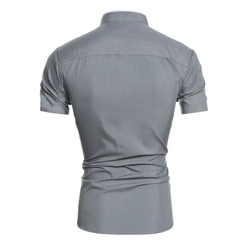 Men's Grey Slim Fit Zip Front Shirt - Image 5