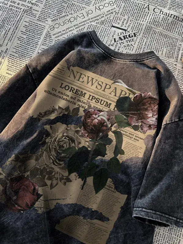 Pink Rose Print Oversized T-Shirt for Men Women - Image 8