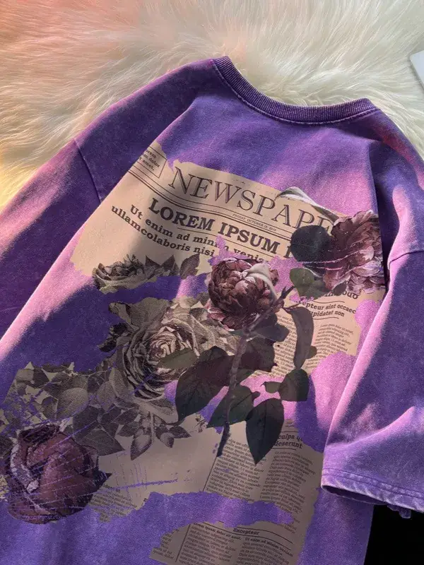 Pink Rose Print Oversized T-Shirt for Men Women - Image 10