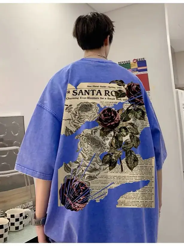 Pink Rose Print Oversized T-Shirt for Men Women - Image 11