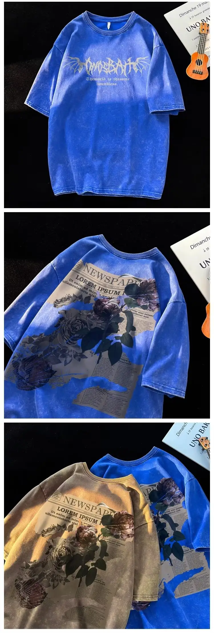 Pink Rose Print Oversized T-Shirt for Men Women — feature 3