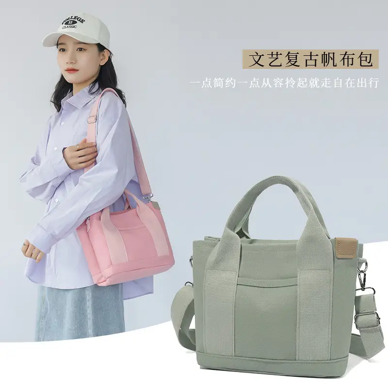 Brown Canvas Business Commuter Shoulder Bag Large Capacity - Image 11