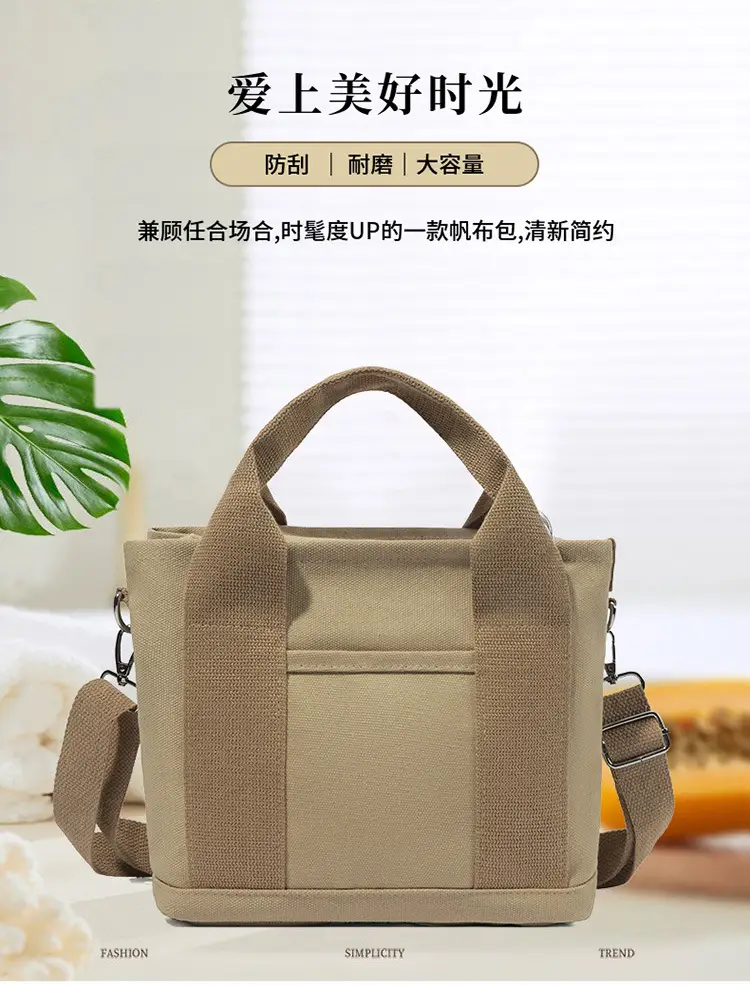 Brown Canvas Business Commuter Shoulder Bag Large Capacity — feature 1