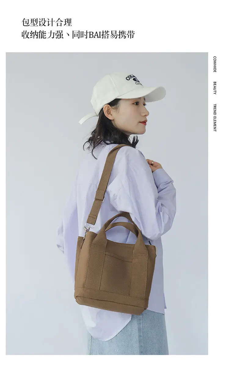 Brown Canvas Business Commuter Shoulder Bag Large Capacity — feature 16