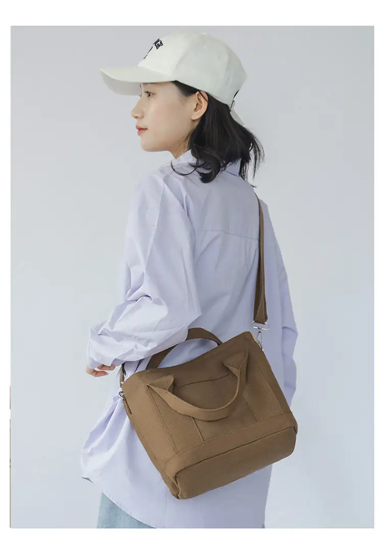 Brown Canvas Business Commuter Shoulder Bag Large Capacity — feature 18