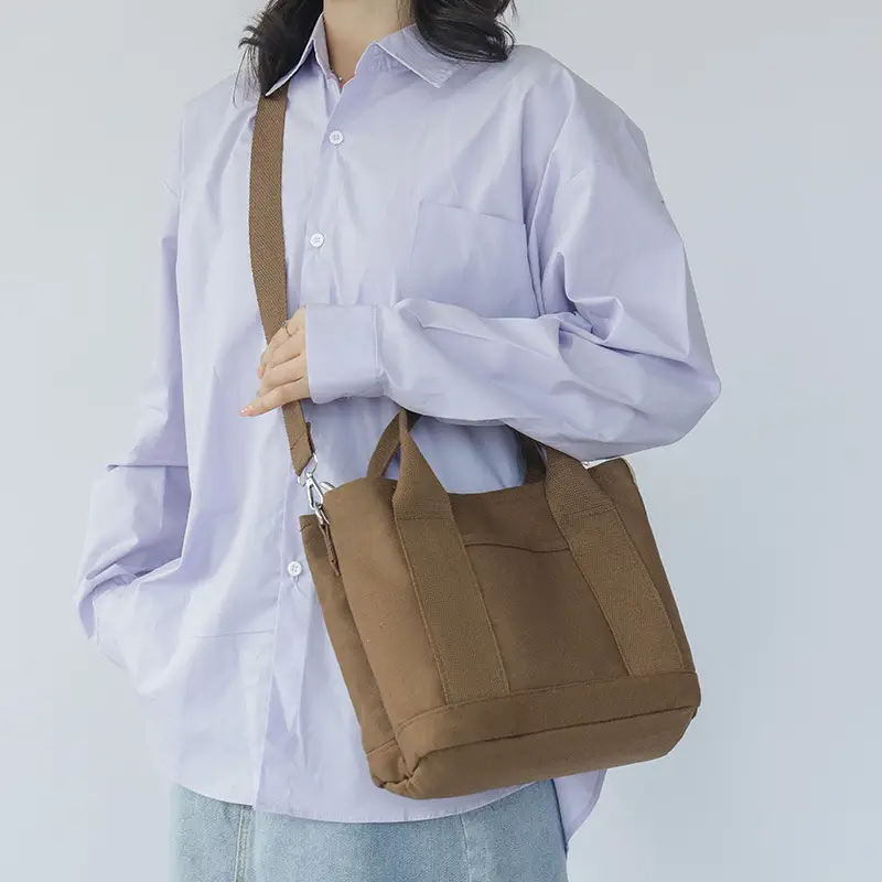 Brown Canvas Business Commuter Shoulder Bag Large Capacity — feature 37