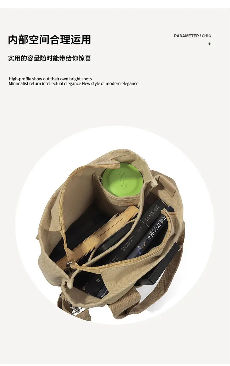 Brown Canvas Business Commuter Shoulder Bag Large Capacity — feature 6