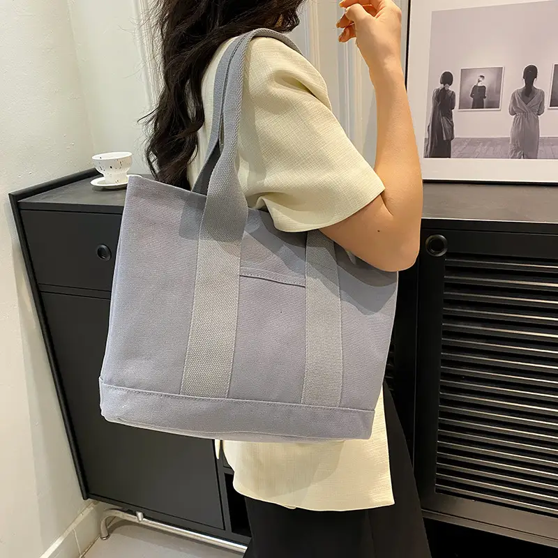 Japanese Ins Canvas Shoulder Bag Women Large Capacity Commuter Tote - Image 7