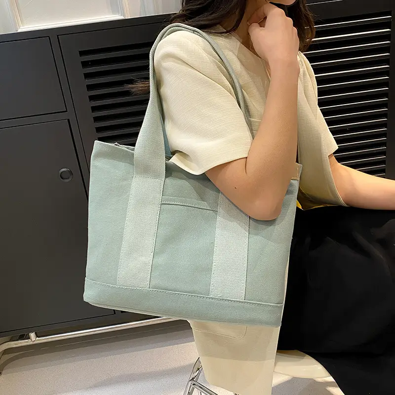 Japanese Ins Canvas Shoulder Bag Women Large Capacity Commuter Tote - Image 8