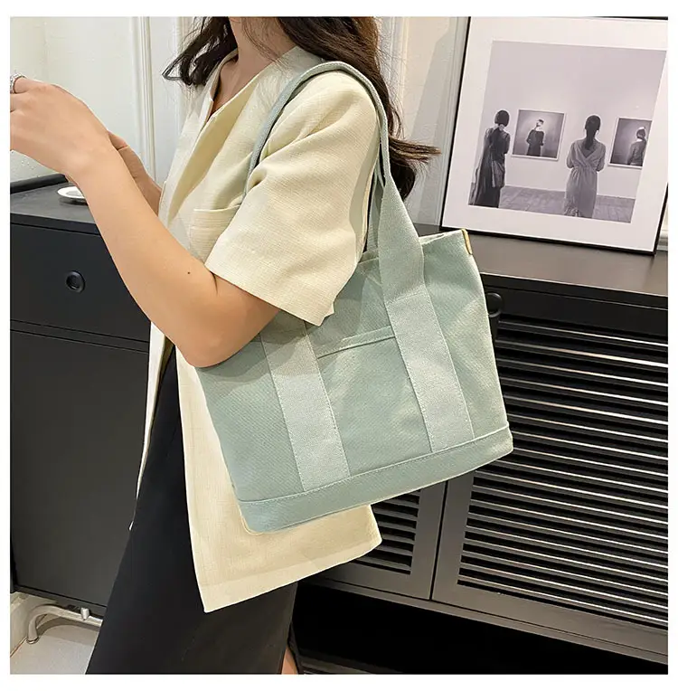 Japanese Ins Canvas Shoulder Bag Women Large Capacity Commuter Tote — feature 12