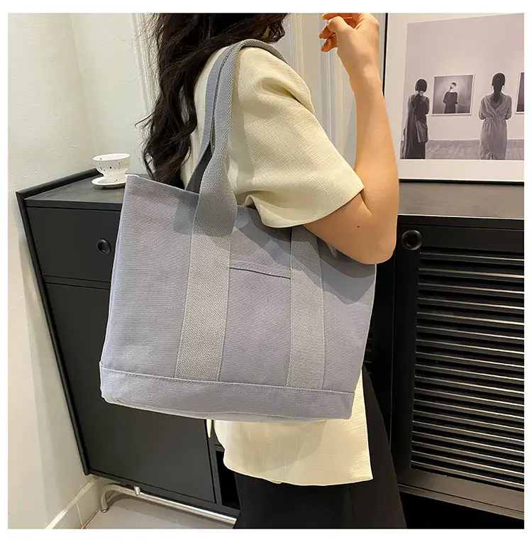 Japanese Ins Canvas Shoulder Bag Women Large Capacity Commuter Tote — feature 14