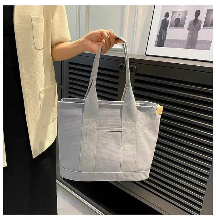 Japanese Ins Canvas Shoulder Bag Women Large Capacity Commuter Tote — feature 15