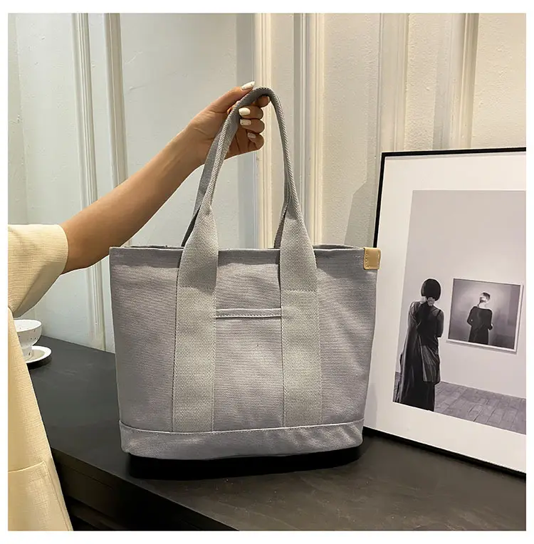 Japanese Ins Canvas Shoulder Bag Women Large Capacity Commuter Tote — feature 16