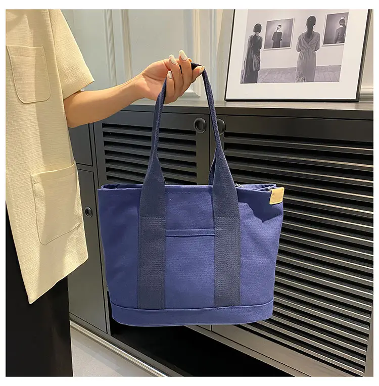 Japanese Ins Canvas Shoulder Bag Women Large Capacity Commuter Tote — feature 17