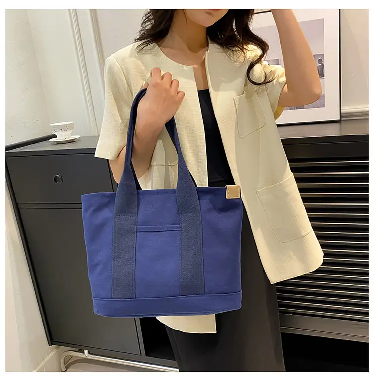 Japanese Ins Canvas Shoulder Bag Women Large Capacity Commuter Tote — feature 19