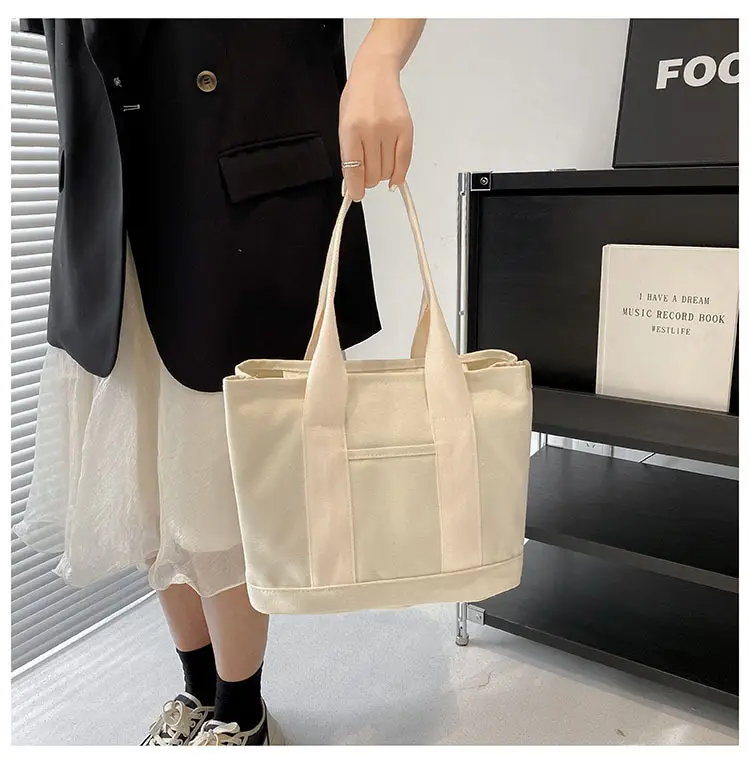 Japanese Ins Canvas Shoulder Bag Women Large Capacity Commuter Tote — feature 21