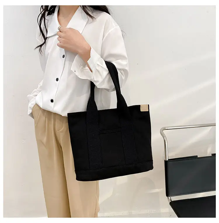Japanese Ins Canvas Shoulder Bag Women Large Capacity Commuter Tote — feature 23