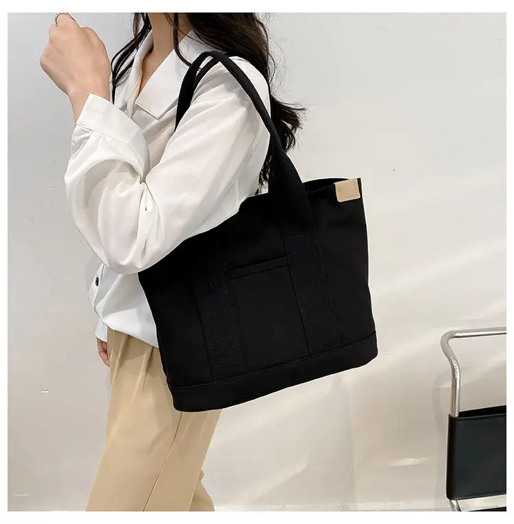 Japanese Ins Canvas Shoulder Bag Women Large Capacity Commuter Tote — feature 24
