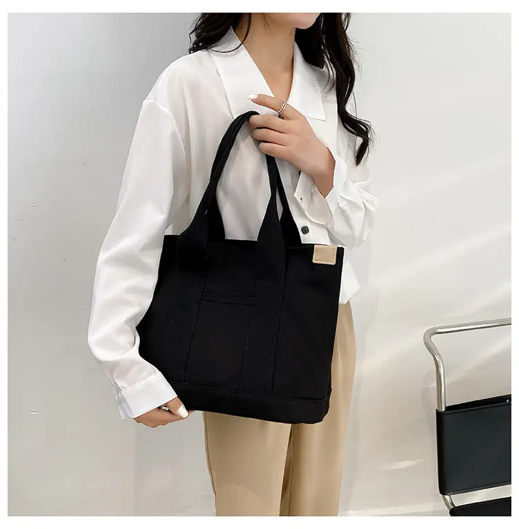 Japanese Ins Canvas Shoulder Bag Women Large Capacity Commuter Tote — feature 25