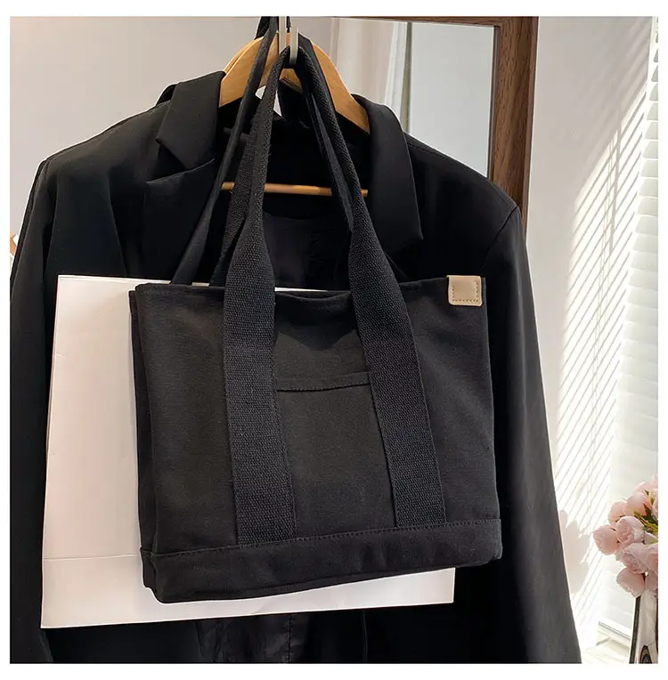 Japanese Ins Canvas Shoulder Bag Women Large Capacity Commuter Tote — feature 27