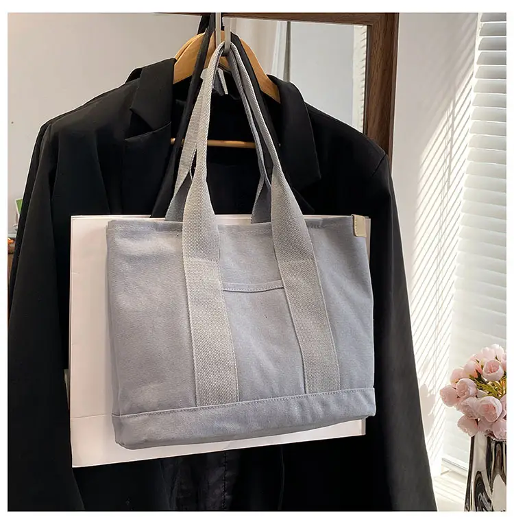 Japanese Ins Canvas Shoulder Bag Women Large Capacity Commuter Tote — feature 29