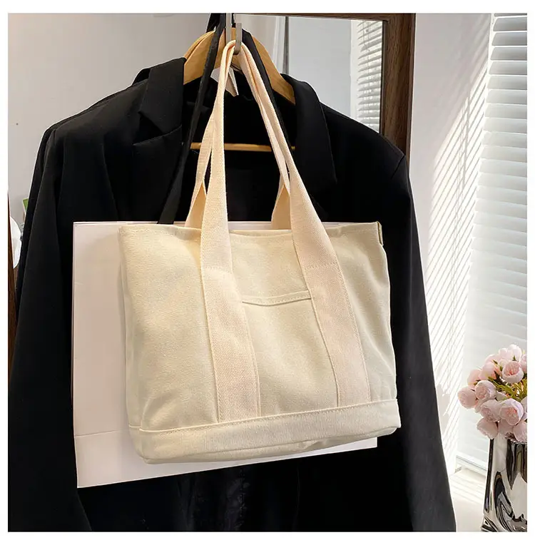 Japanese Ins Canvas Shoulder Bag Women Large Capacity Commuter Tote — feature 30