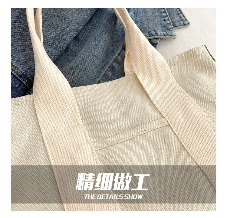 Japanese Ins Canvas Shoulder Bag Women Large Capacity Commuter Tote — feature 5