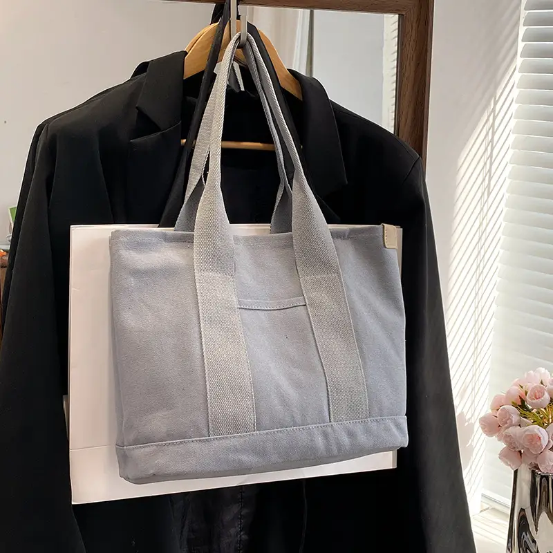 Japanese Ins Canvas Shoulder Bag Women Large Capacity Commuter Tote - Image 3