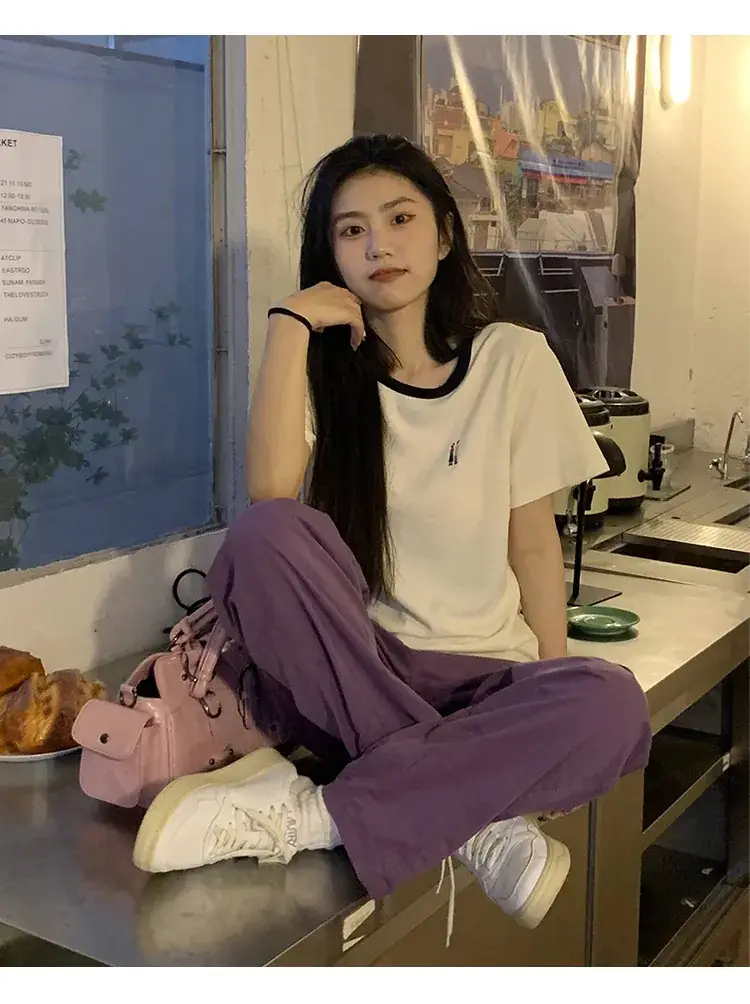 Women Purple Loose T-Shirt Set Summer 2023 — feature 4