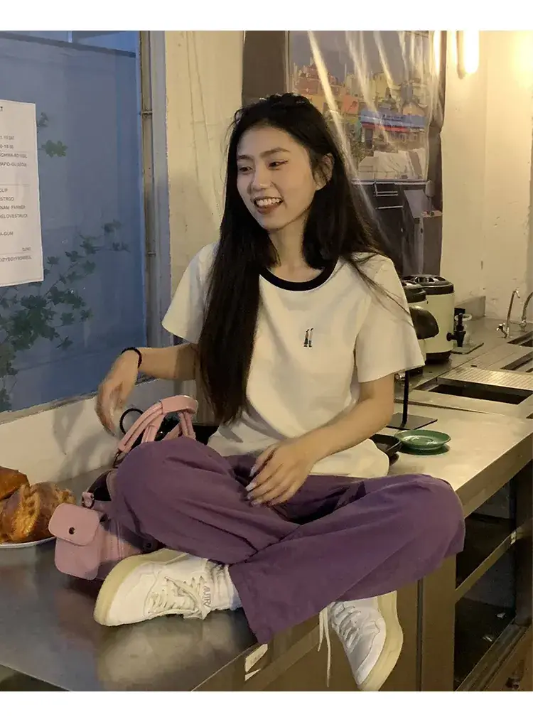 Women Purple Loose T-Shirt Set Summer 2023 — feature 5