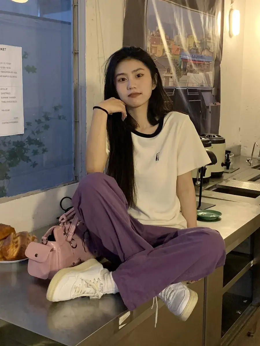 Women Purple Loose T-Shirt Set Summer 2023 — feature 9