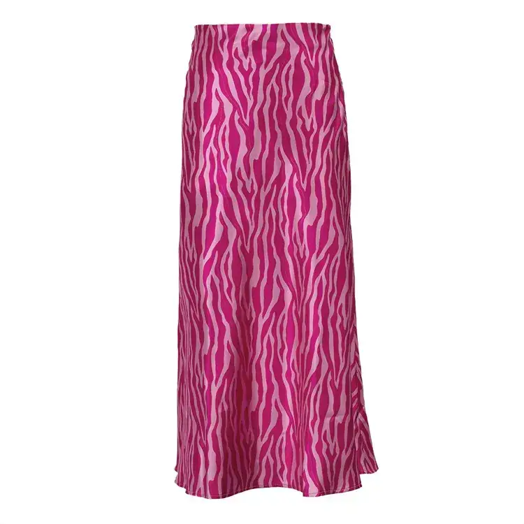 Pink Zebra Print Fishtail Skirt Mid Length Women — feature 17