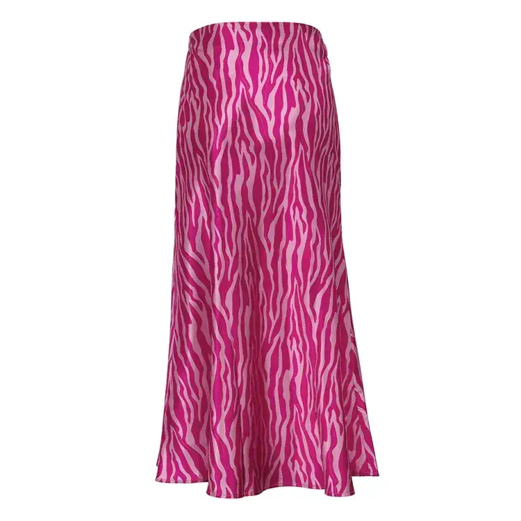 Pink Zebra Print Fishtail Skirt Mid Length Women — feature 18