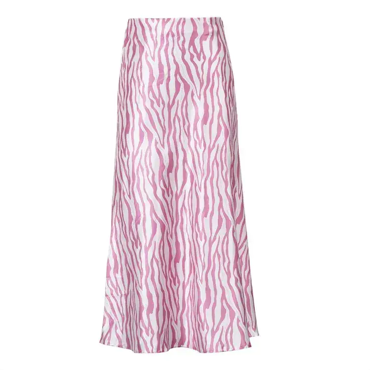 Pink Zebra Print Fishtail Skirt Mid Length Women — feature 19