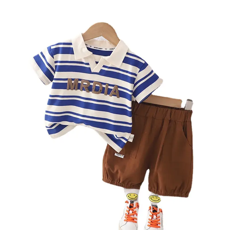 Children Cotton Striped Shorts Suit Summer Boys