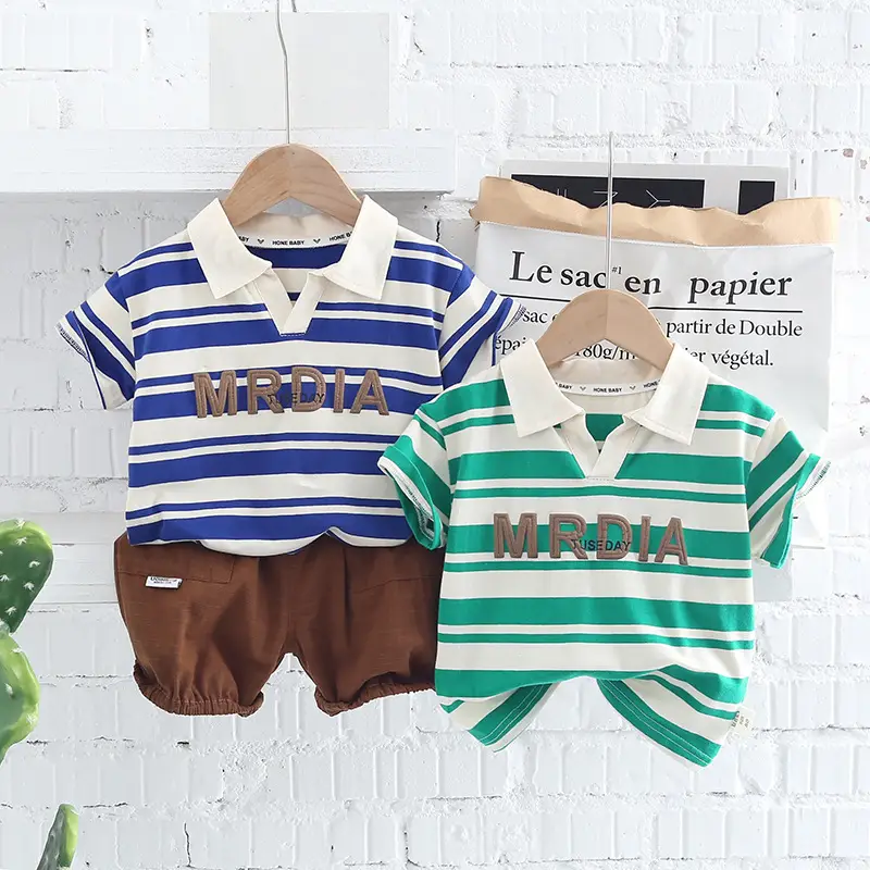 Children Cotton Striped Shorts Suit Summer Boys — feature 1