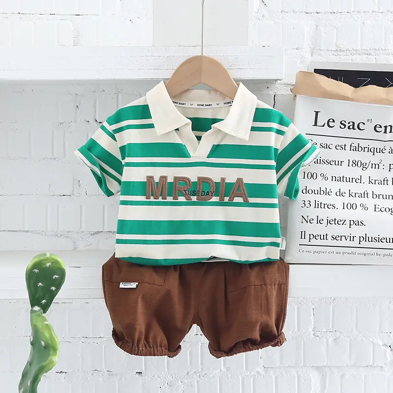 Children Cotton Striped Shorts Suit Summer Boys — feature 2