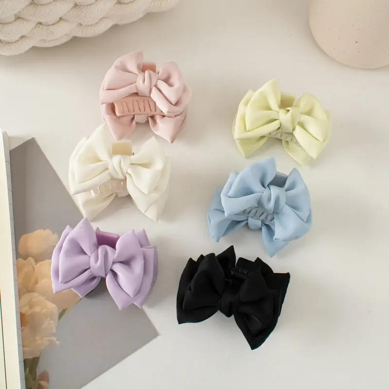 Black Satin Princess Bow Hair Clip for Girls - Image 4